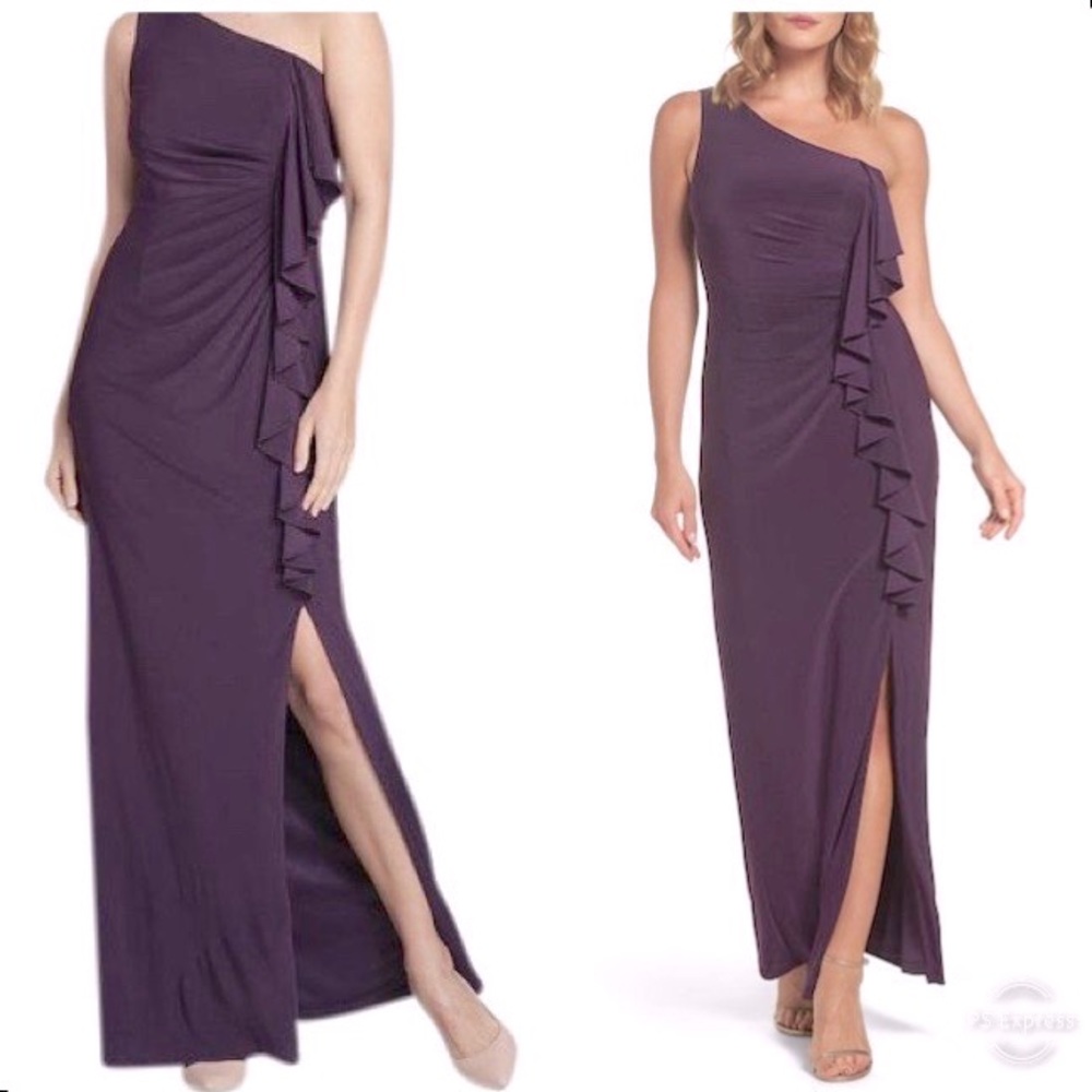 Eliza J one shoulder Gown with ruffles - stunning